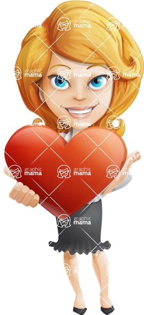 Linda Multitasking - Romantic Businesswoman With Heart Cartoon Character